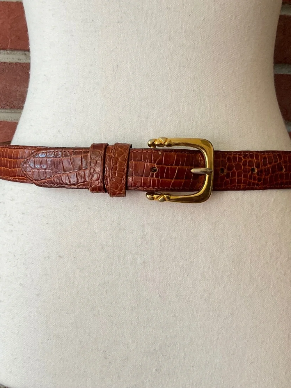 Ritz Brown Croc Embossed Leather Adjustable Belt Size M
